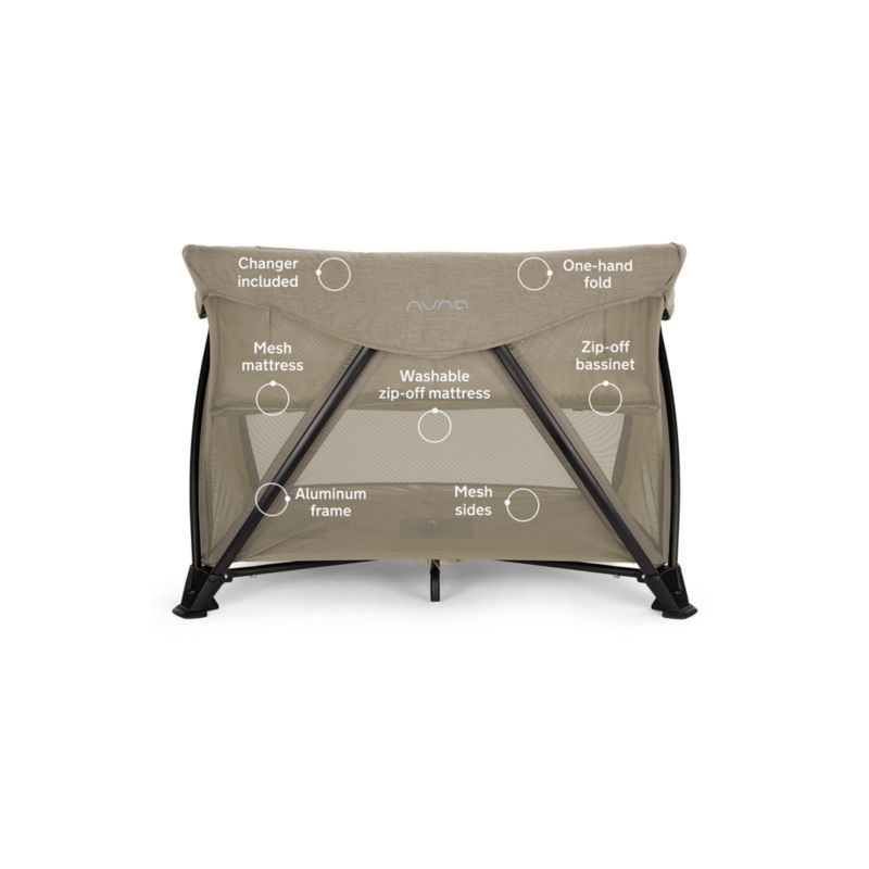 Nuna SENA aire Hazelwood Light Brown Playard and Travel Crib