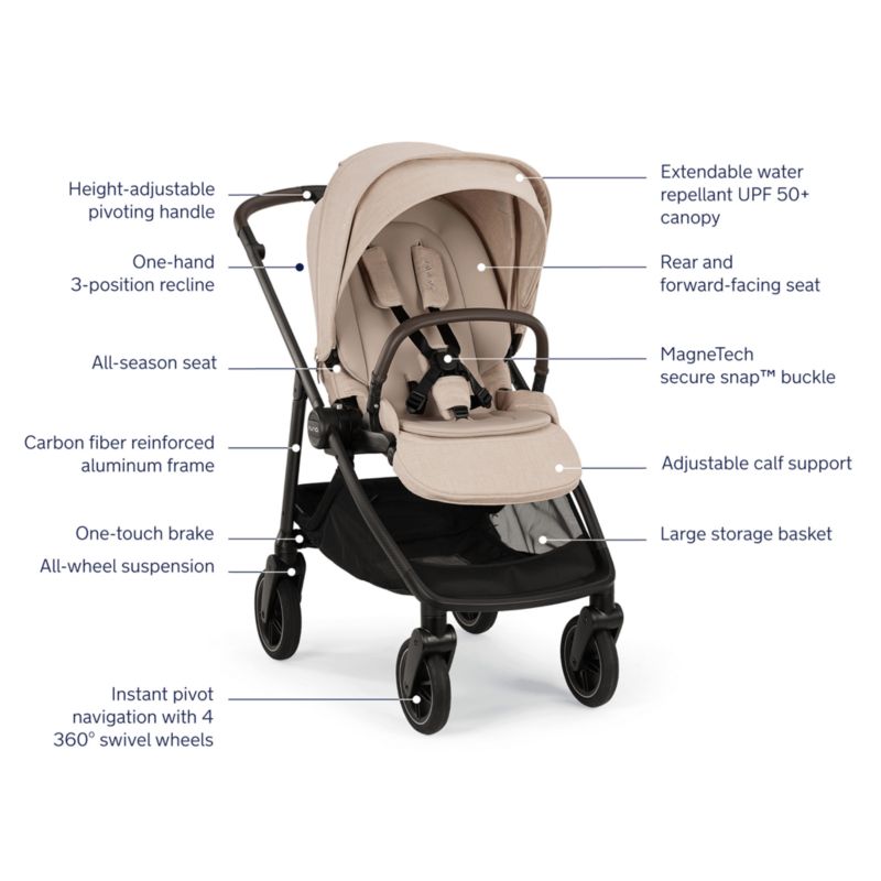 Nuna ® SWIV ™ Biscotti Brown Lightweight Baby Stroller - image 7 of 9