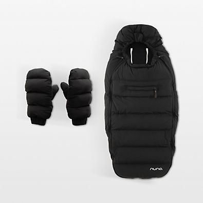 View Nuna ® Caviar Black Winter Stroller Footmuff and Mitten Set details