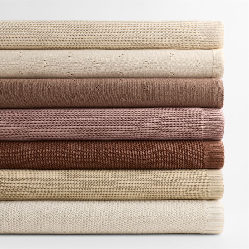 Pointelle Natural Undyed Flecked Organic Cotton Baby Stroller Blanket - image 2 of 6