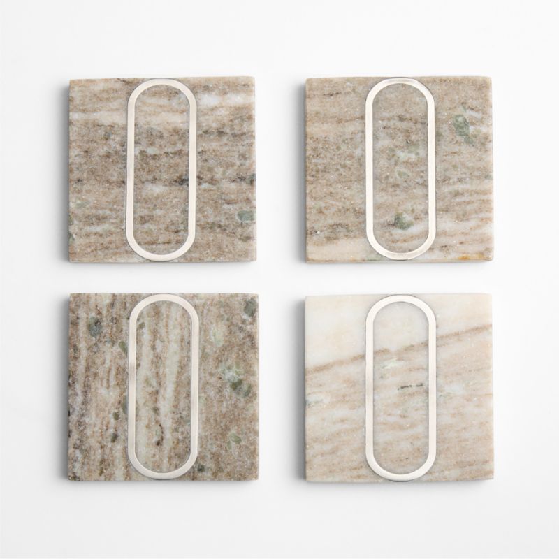 Tuscan Kitchen Marble "O" Monogram Coasters, Set of 4 - image 3 of 4