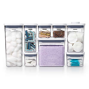 Crate & Barrel 8-Piece Rectangular Glass Storage Containers with