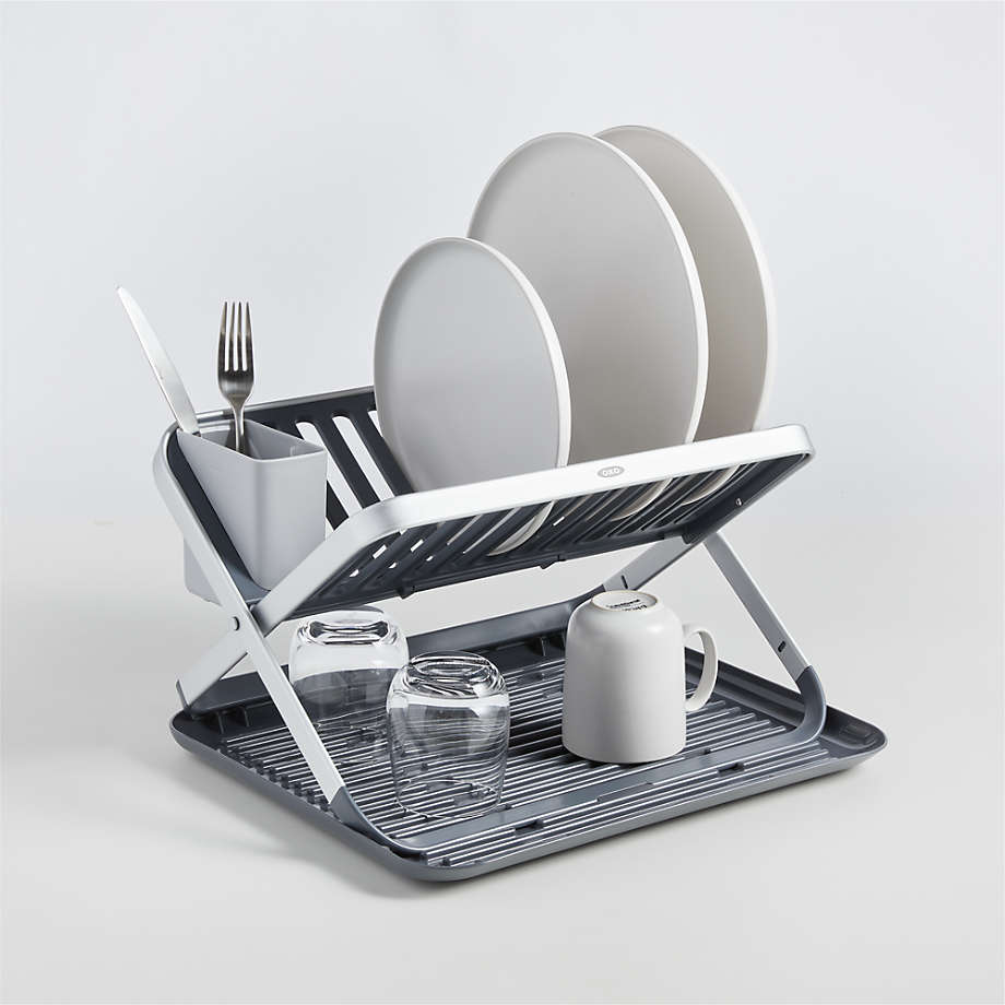 OXO Aluminum Fold Flat Dish Rack + Reviews | Crate & Barrel