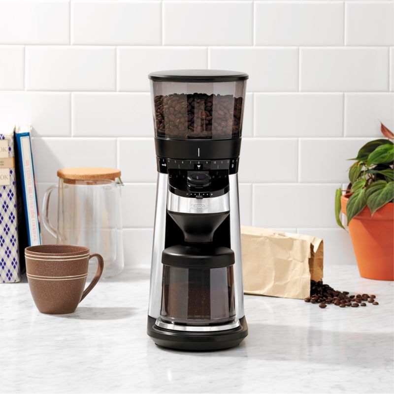 OXO Brew Conical Burr Coffee Grinder with Scale + Reviews | Crate & Barrel