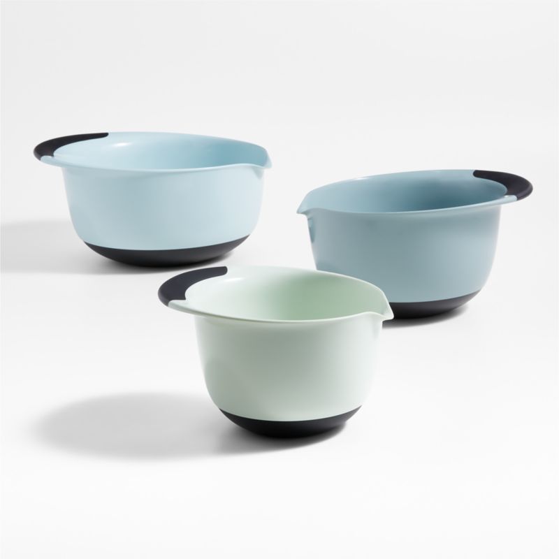 OXO 3-Piece Mixing Bowl Set: Blue, Grey & Jade