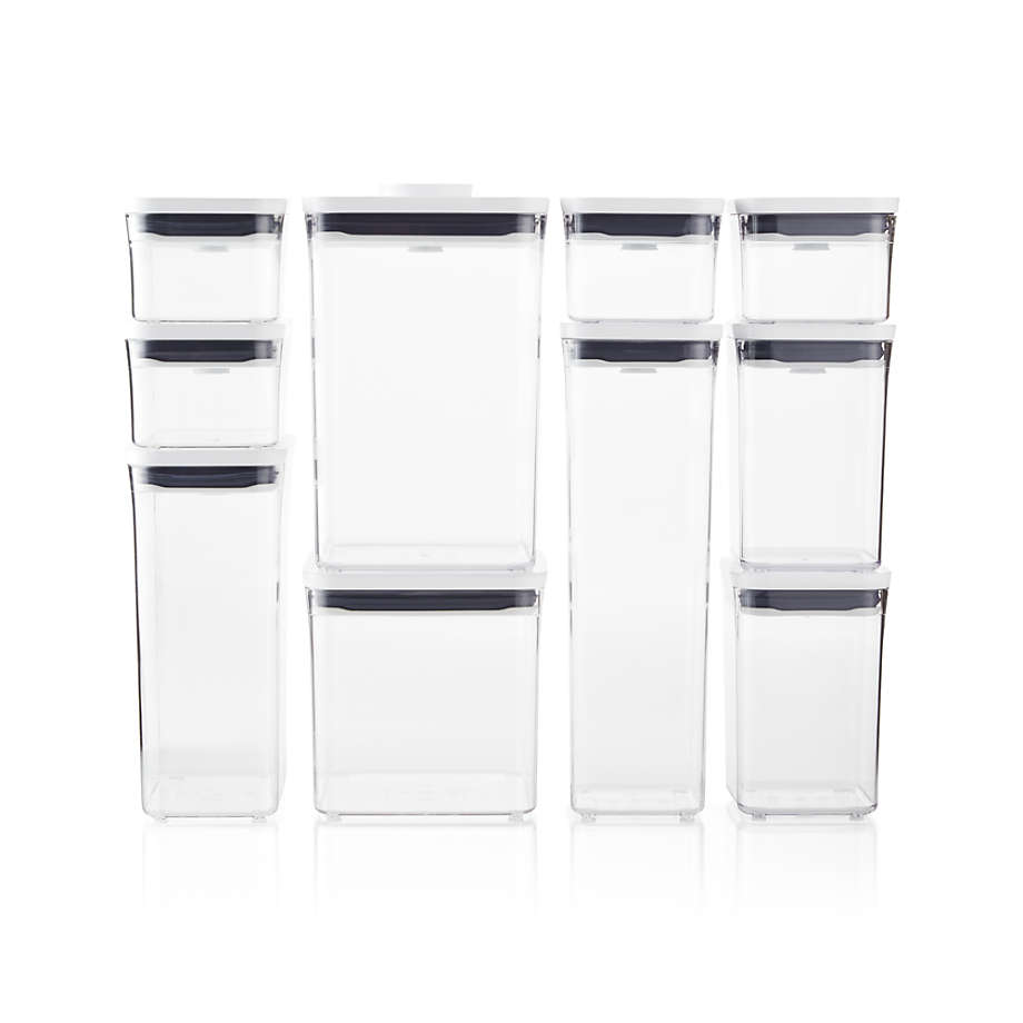 OXO Steel Pop Containers, Set of 5  Crate and barrel, Food storage  containers, Plastic crates