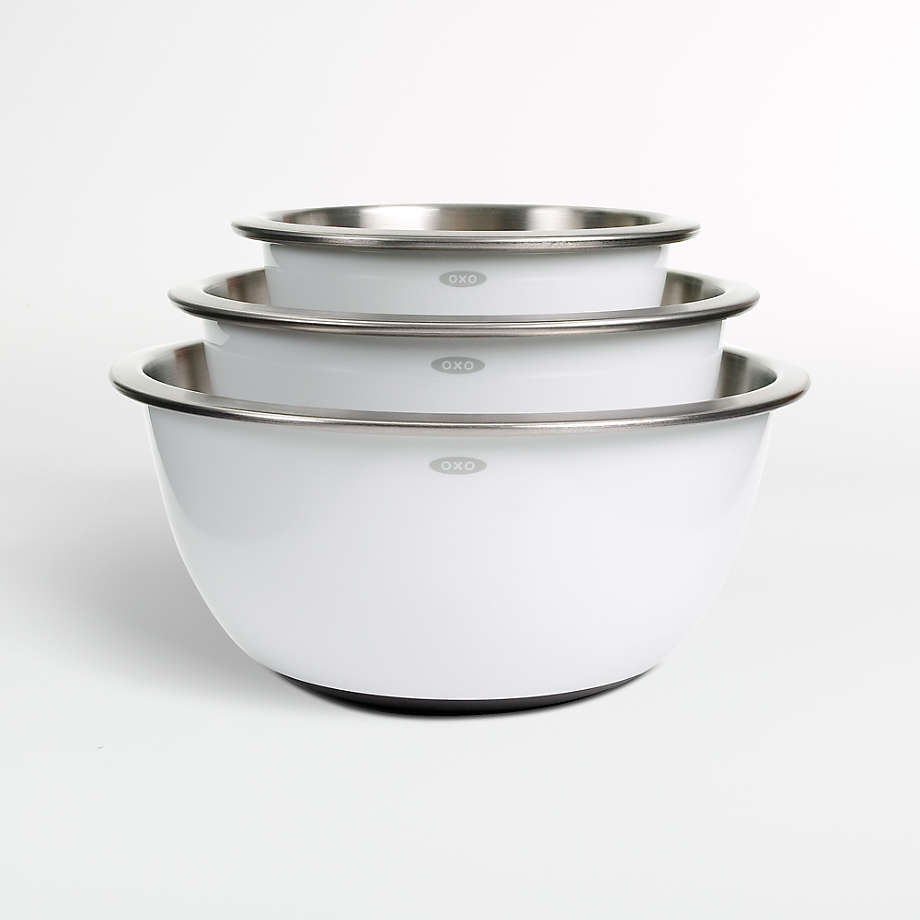 OXO Stainless Steel Mixing Bowls, Set of 3 + Reviews | Crate & Barrel
