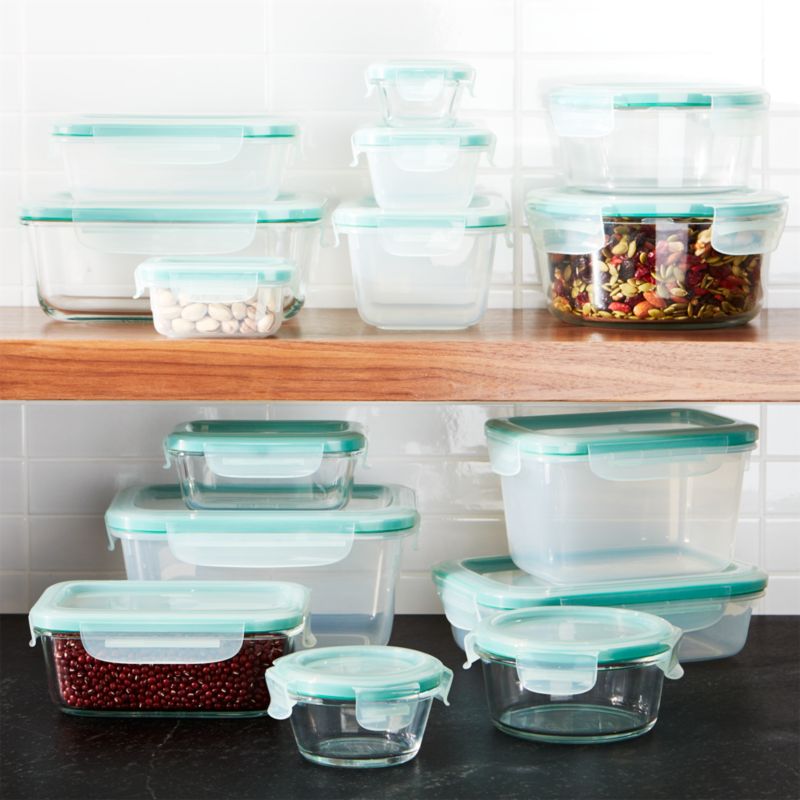 OXO Good Grips SmartSeal 8 Cup Clear Rectangular Glass Container with  Leakproof Snap-On Lid