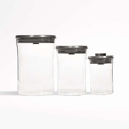 OXO ® POP Steel and Glass 3-Piece Airtight Food Storage Container Set