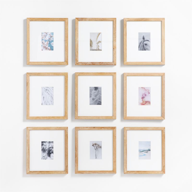 9-Piece Light Oak Wood 4x6 Gallery Wall Frame Set