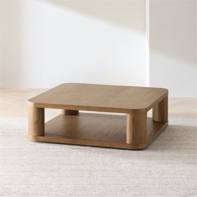 Oakhurst Brown Oak Wood 46" Square Coffee Table - image 3 of 11