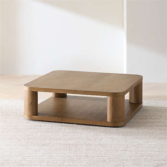 Oakhurst Brown Oak Wood 46" Square Coffee Table