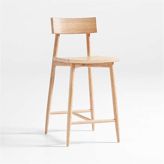 Oaklynn Cerused Natural Oak Wood Counter Stool