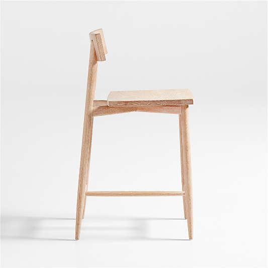 Oaklynn Cerused Natural Oak Wood Counter Stool