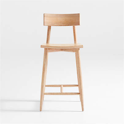 Hobbs Cerused Natural Oak Wood Counter Stool | Crate & Barrel