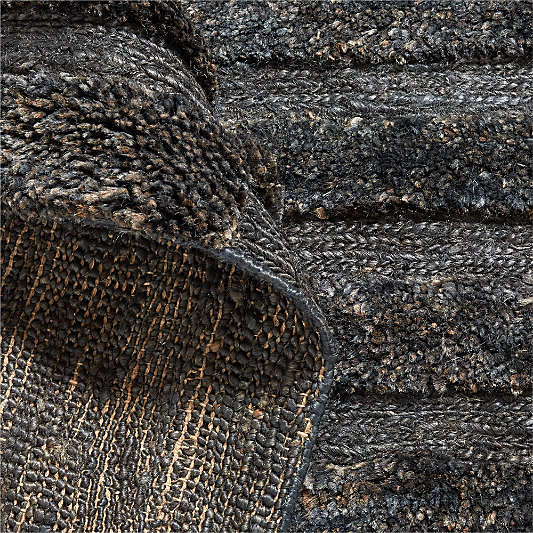 Oaxaca Jute Hand-Knotted Black Area Rug 10'x14'