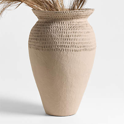 Oaxaca Large Taupe Cotton Mache Vase 20"