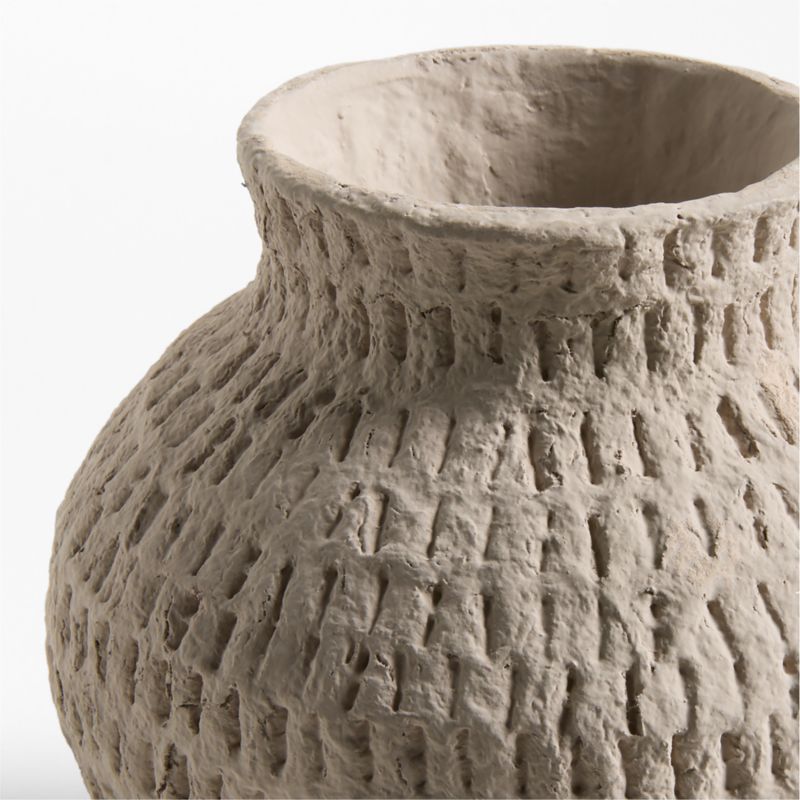 Oaxaca Small Round Taupe Cotton Mache Vase 6" - image 5 of 6