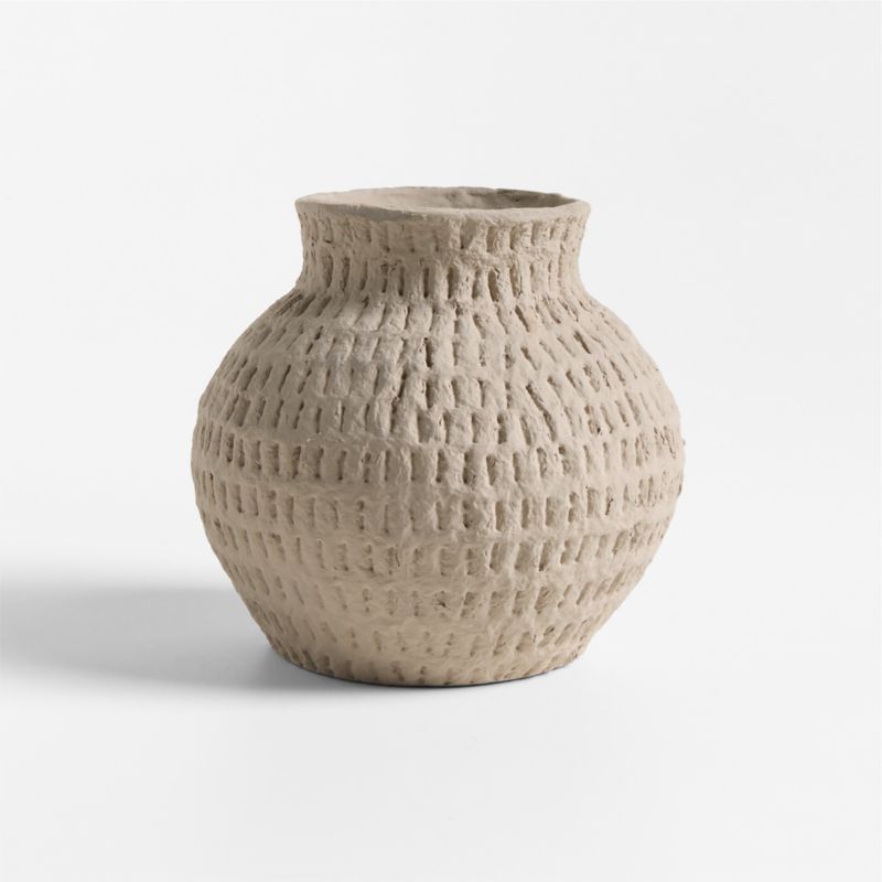 Oaxaca Small Round Taupe Cotton Mache Vase 6" - image 4 of 6