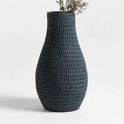 View Oaxaca Tall Black Cotton Mache Vase 16" details