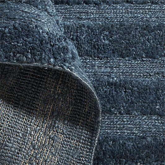 Oaxaca Jute Hand-Knotted Navy Blue Area Rug 10'x14'