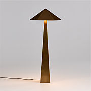 Obelisk Brass Floor Lamp with Brass Shade