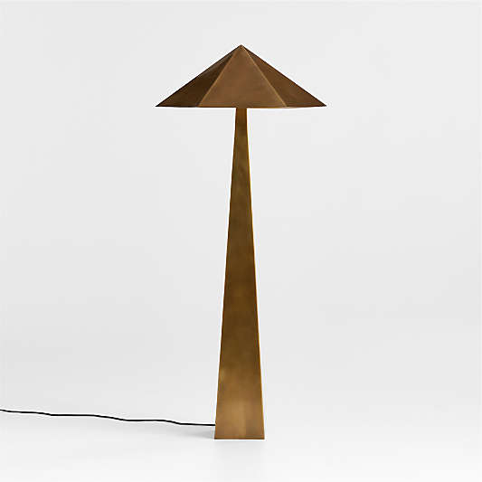 Obelisk Brass Floor Lamp with Brass Shade