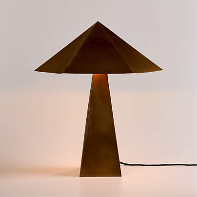 Obelisk Brass Table Lamp with Brass Shade