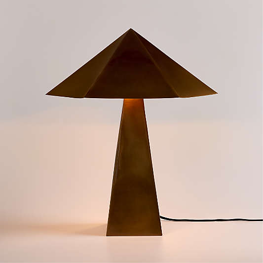 Obelisk Brass Table Lamp with Brass Shade