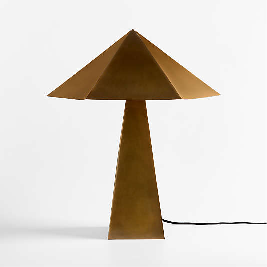 Obelisk Brass Table Lamp with Brass Shade