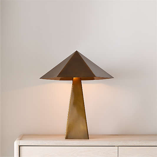 Obelisk Brass Table Lamp with Brass Shade