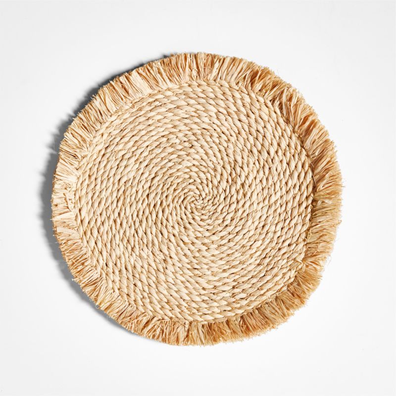 Obumu Braided Raffia Round Placemat with Fringe