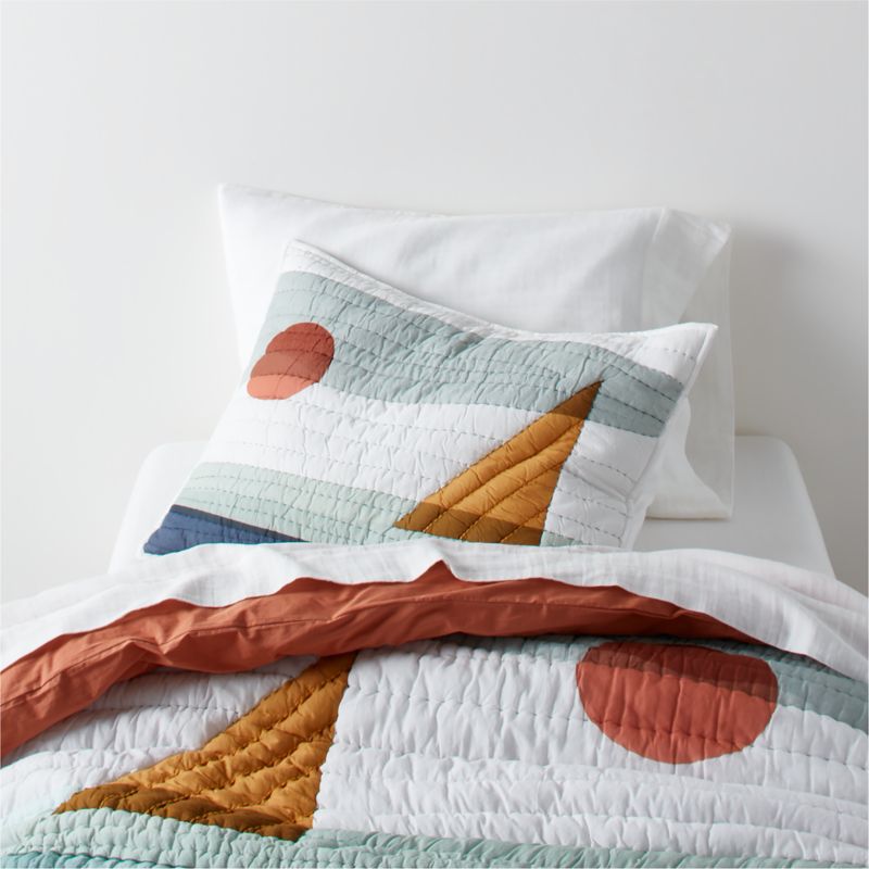 Ocean Dreams Embroidered Hand-Quilted Cotton Kids Twin Quilt