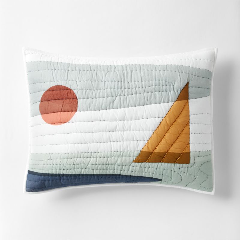 Ocean Dreams Embroidered Hand-Quilted Cotton Kids Pillow Sham