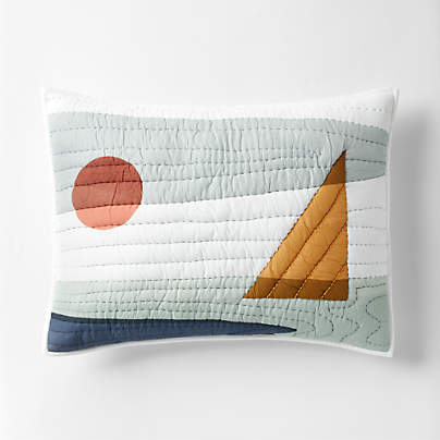Ocean Dreams Embroidered Hand-Quilted Cotton Kids Pillow Sham