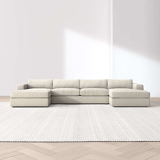 Oceanside 3-Piece U-Shaped Sectional Sofa with Double Chaise Lounge
