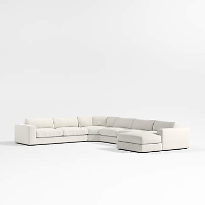 Oceanside Low 4-Piece L-Shaped Wedge Sectional Sofa with Chaise Lounge