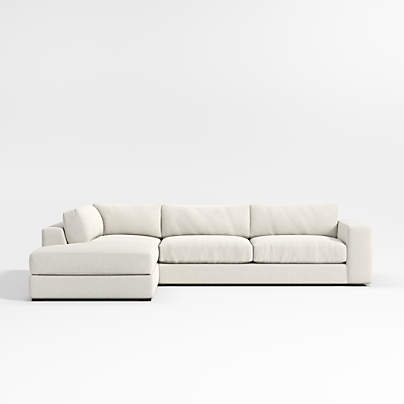 Oceanside Deep Low 2-Piece L-Shaped Sectional Sofa with Corner Bumper