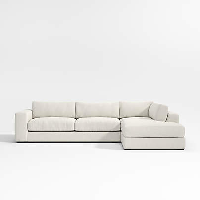 Oceanside Deep Low 2-Piece L-Shaped Sectional Sofa with Corner Bumper