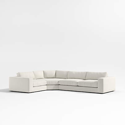 Oceanside Deep Low 3-Piece L-Shaped Wedge Sectional Sofa