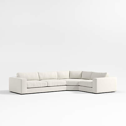 Oceanside Deep Low 3-Piece L-Shaped Wedge Sectional Sofa