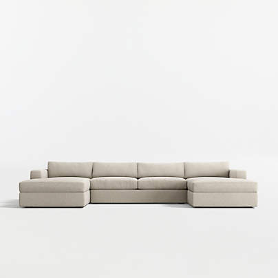 Oceanside Deep 3-Piece U-Shaped Sectional Sofa with Double Chaise Lounge