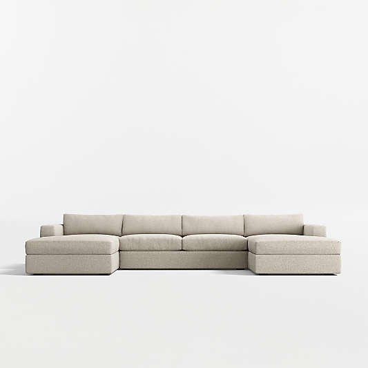 Oceanside Deep 3-Piece U-Shaped Sectional Sofa with Double Chaise Lounge