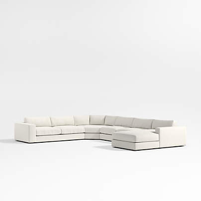Oceanside Deep Low 4-Piece L-Shaped Wedge Sectional Sofa with Chaise Lounge