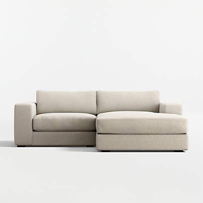 Oceanside Low 2-Piece Small Space Sectional Sofa with Chaise Lounge