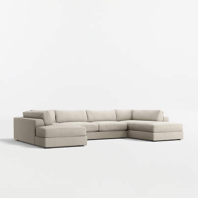 Oceanside Low 3-Piece U-Shaped Sectional Sofa with Double Corner Bumper