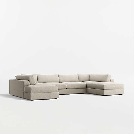 Oceanside Low 3-Piece U-Shaped Sectional Sofa with Double Corner Bumper