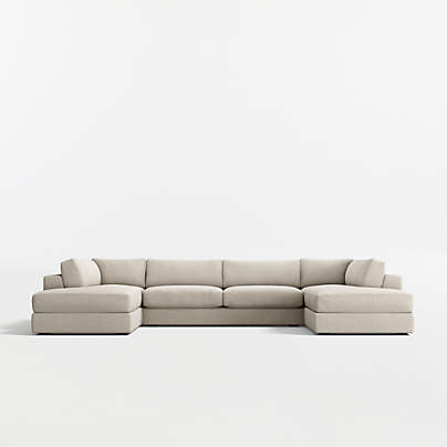 Oceanside Low 3-Piece U-Shaped Sectional Sofa with Double Corner Bumper