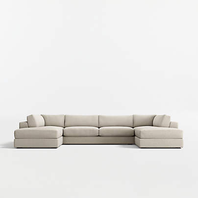 Oceanside Low 3-Piece U-Shaped Sectional Sofa with Double Corner Bumper