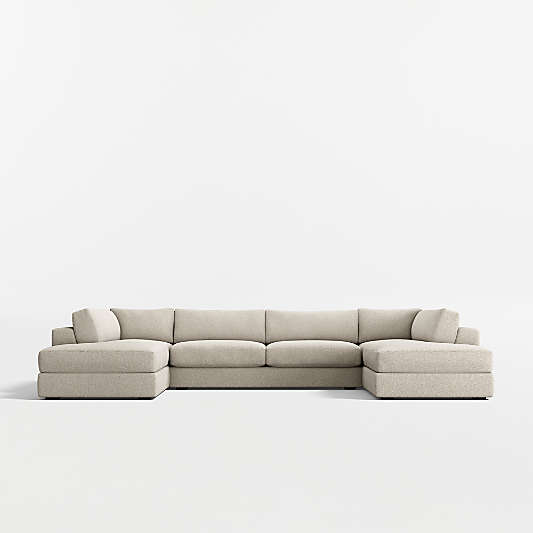 Oceanside Low 3-Piece U-Shaped Sectional Sofa with Double Corner Bumper